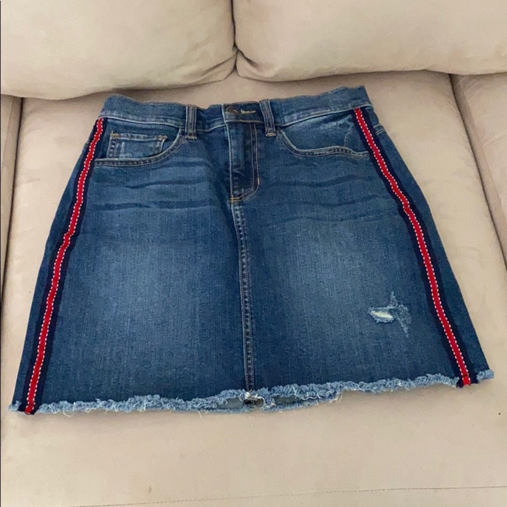 Sneak Peek. Denim Distressed Skirt